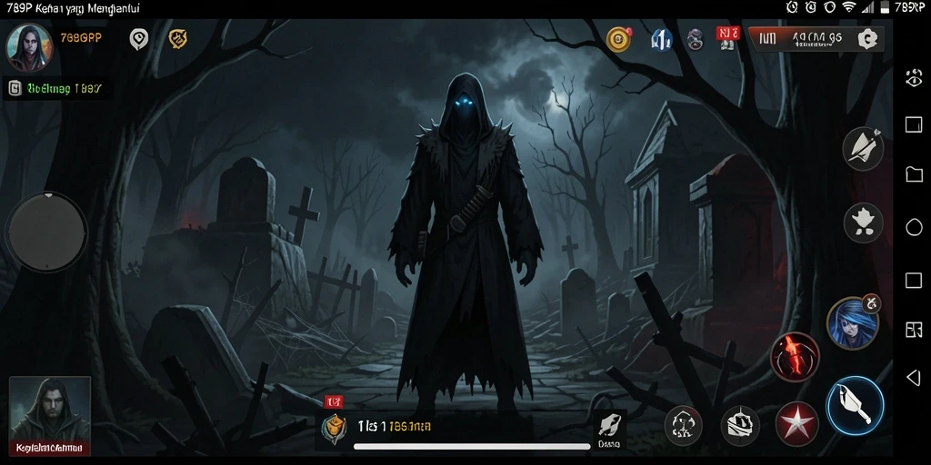 Tangkapan layar menunjukkan suasana menyeramkan dalam gameplay 789RP.