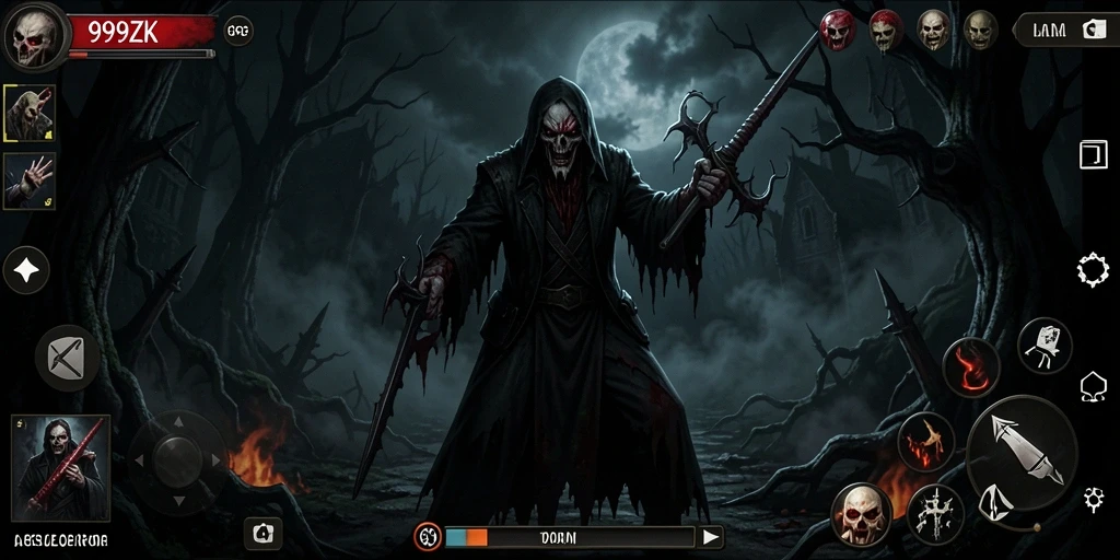 Tampilan gameplay menakutkan di 999ZK yang menegangkan.