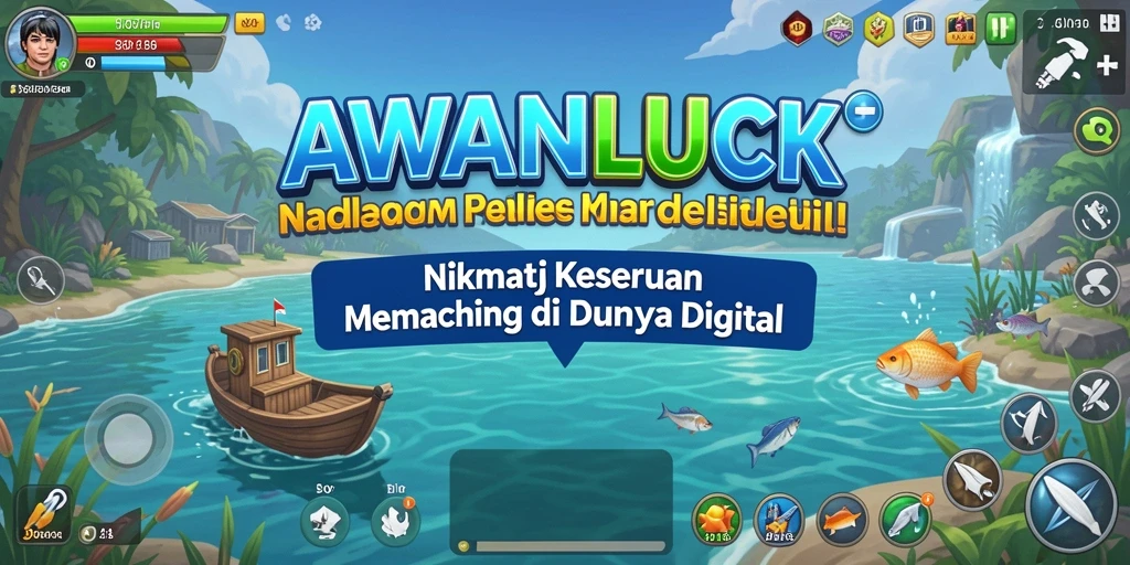 Tampilan gameplay AWANLUCK yang menakjubkan saat memancing ikan.