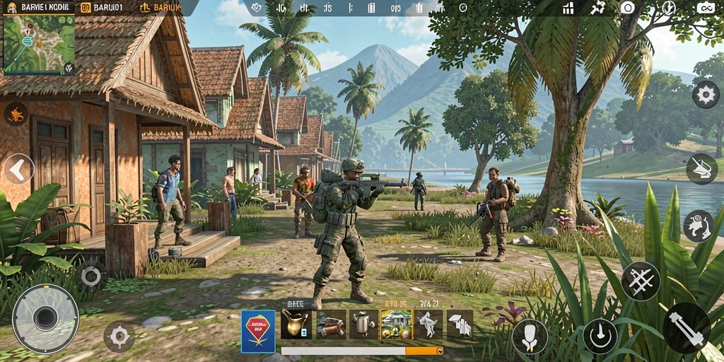 Tampilan gameplay BARU01 yang menampilkan dunia simulasi yang luas.