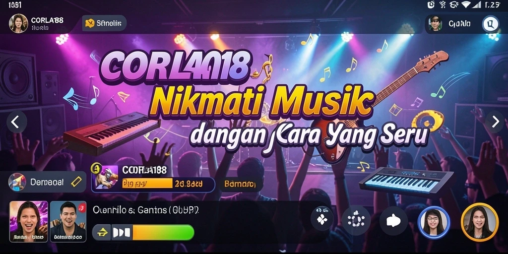 Tampilan gameplay <strong>CORLA188</strong> menampilkan antarmuka musik yang interaktif dan menarik.