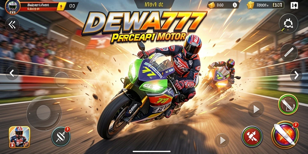 Tampilan gameplay seru DEWA777 dengan balapan motor yang menegangkan.