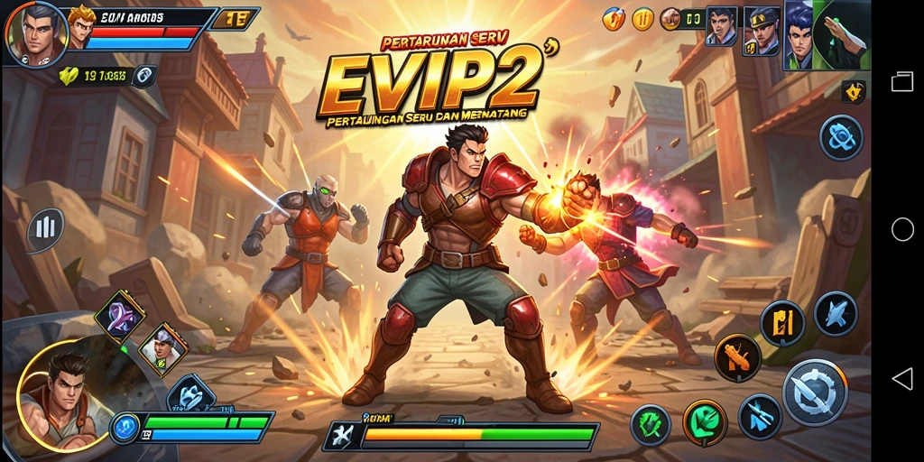 Tampilan gameplay EVIP2 menampilkan pertarungan yang seru dan dinamis.