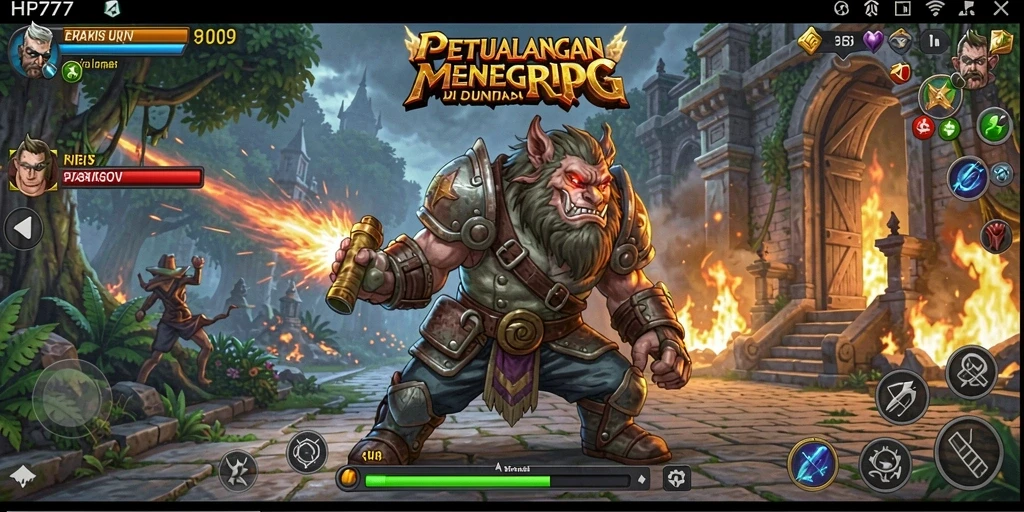 Tampilan gameplay RPG yang menegangkan di HP777.