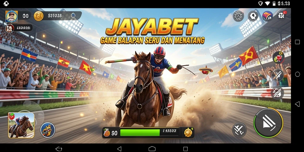 Screenshot utama JAYABET menampilkan momen balapan mendebarkan.