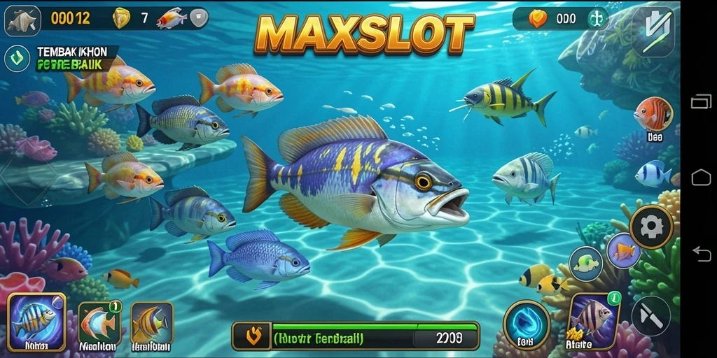 Gameplay seru dalam MAXSLOT menangkap ikan dengan berbagai senjata.