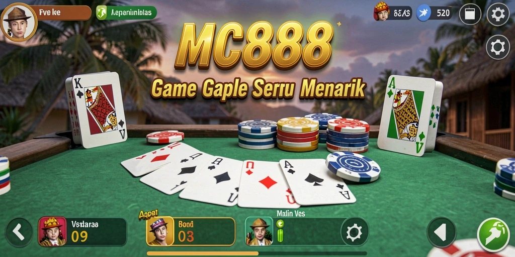 Tampilan gameplay Gaple yang seru di MC888 dengan variasi kartu.