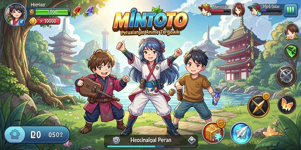 Tampilan gameplay MINTOTO yang penuh warna dan aksi seru.