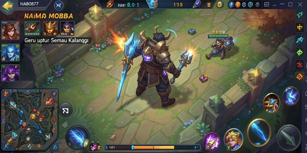 Tangkapan layar gameplay seru <strong>NABOB77</strong> dalam pertempuran MOBA.