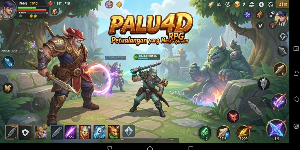 Screenshot gameplay PALU4D menampilkan pertarungan epik dalam dunia fantasi RPG.