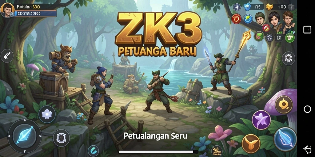 Screenshot gameplay ZK3 menampilkan petualangan yang memukau.