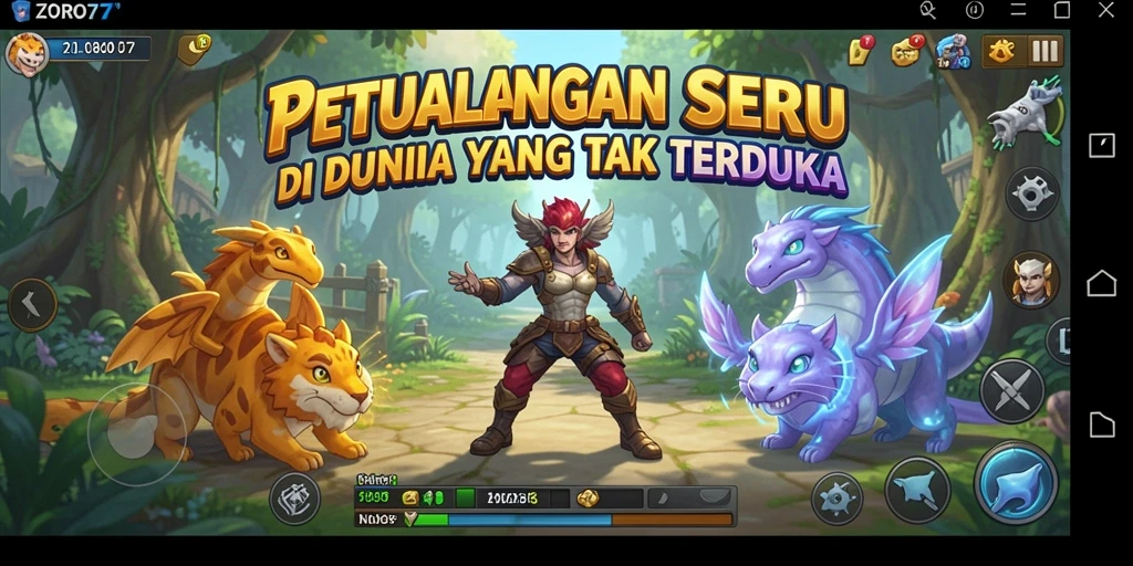 Tangkapan layar ZORO77 menampilkan aksi mendebarkan dan eksplorasi petualangan.